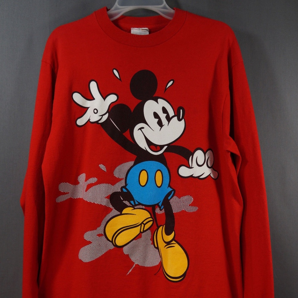 VTG 90's Mickey & Co Red Long Sleeve Shirt Large